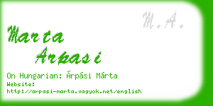 marta arpasi business card